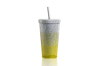 Stainless Steel Bling Tumbler 16oz in gradient color  with lid and straw