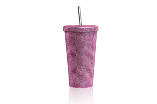 Stainless Steel Bling Tumbler ❤ 16oz sparkly cup with lid and straw